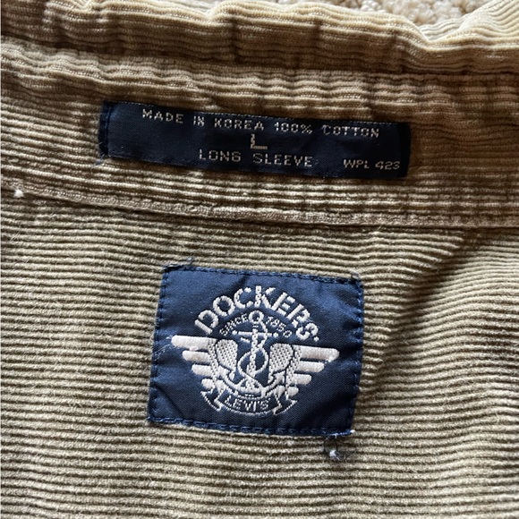 Boho retro upcycled plaid floral graphic patchwork corduroy Dockers button down - Picture 16 of 16